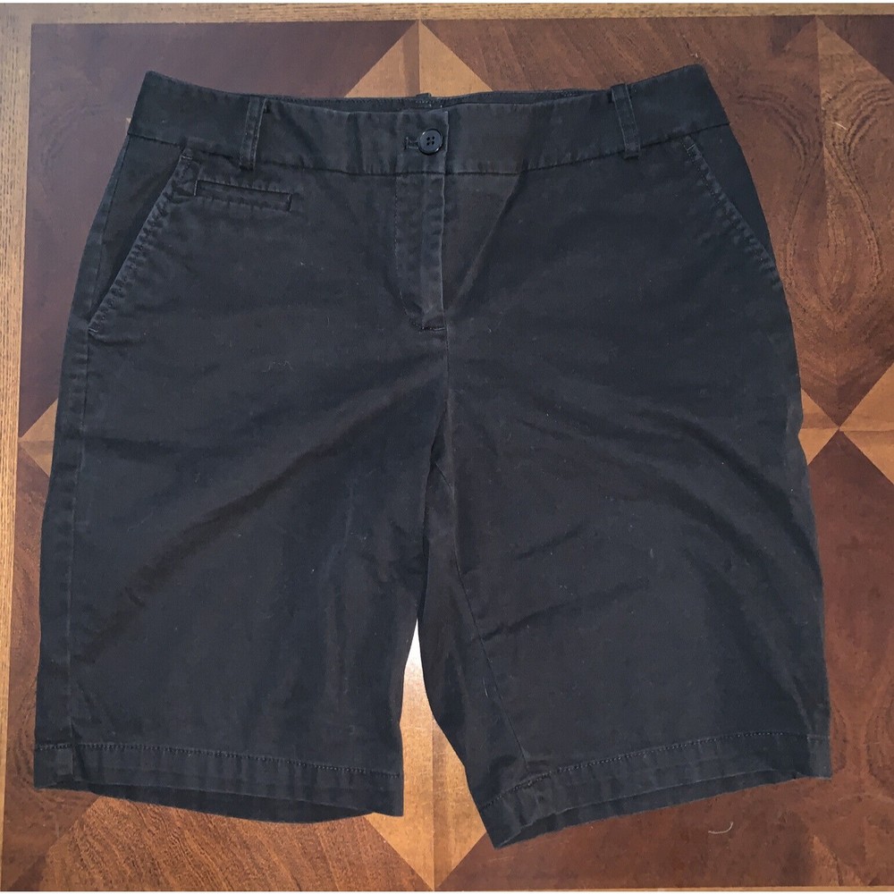 Talbots Women's Petite Size 6P Black Bermuda Cotton Stretch Shorts